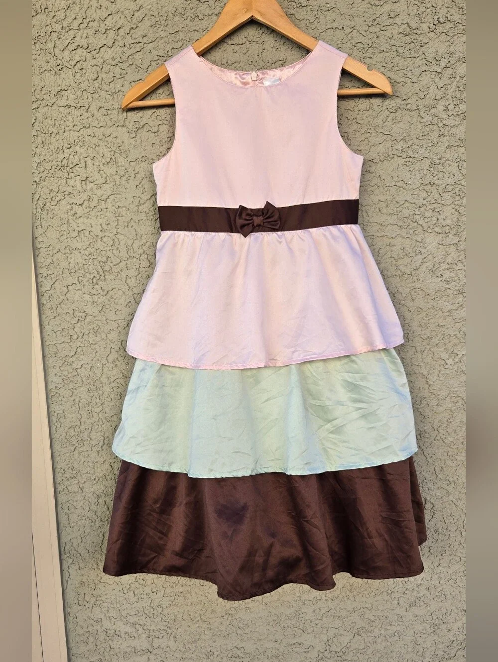 Gymboree Girls Layered Party Dress with Brown Sash